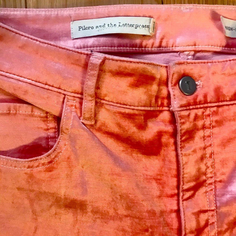 High-Rise Skinny Pilcro and the Letterpress Pink Velvet Pants
